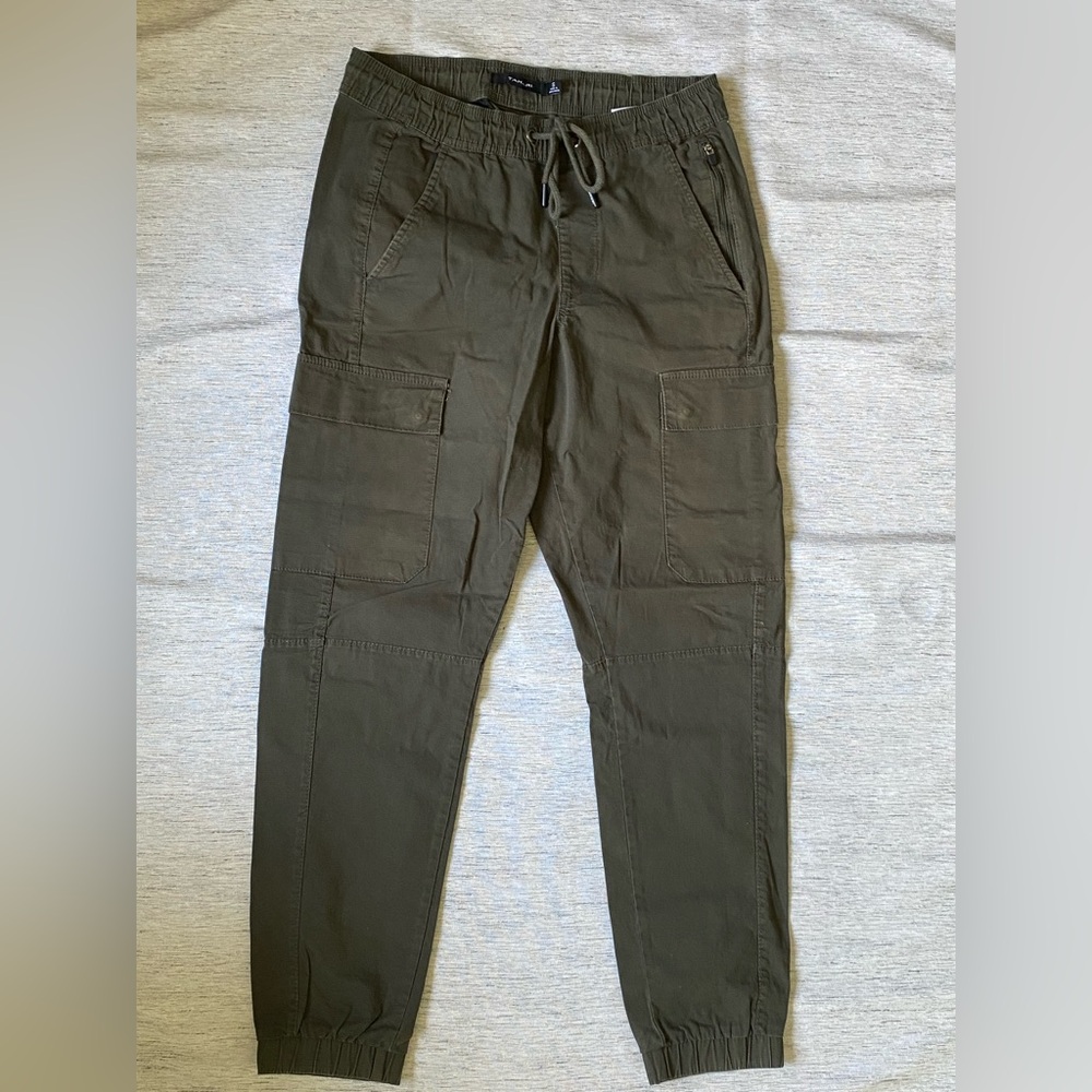 Tahari Men’s  Olive Green Cargo Joggers Cotton Blend